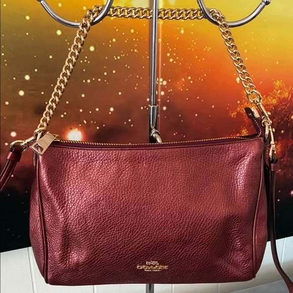 Coach Carrie Burgundy Leather Crossbody - Picture 2 of 11